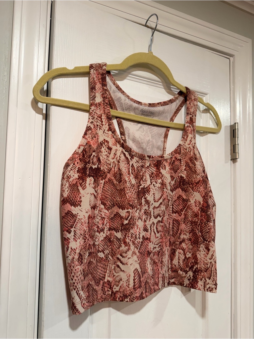NWT Calvin Klein Performance Size M Pink Python Snake Racerback Active Tank Top - Picture 3 of 8